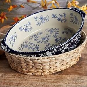 Floral Ceramic Baking Dish temp-tations 3 qt shallow casserole dish